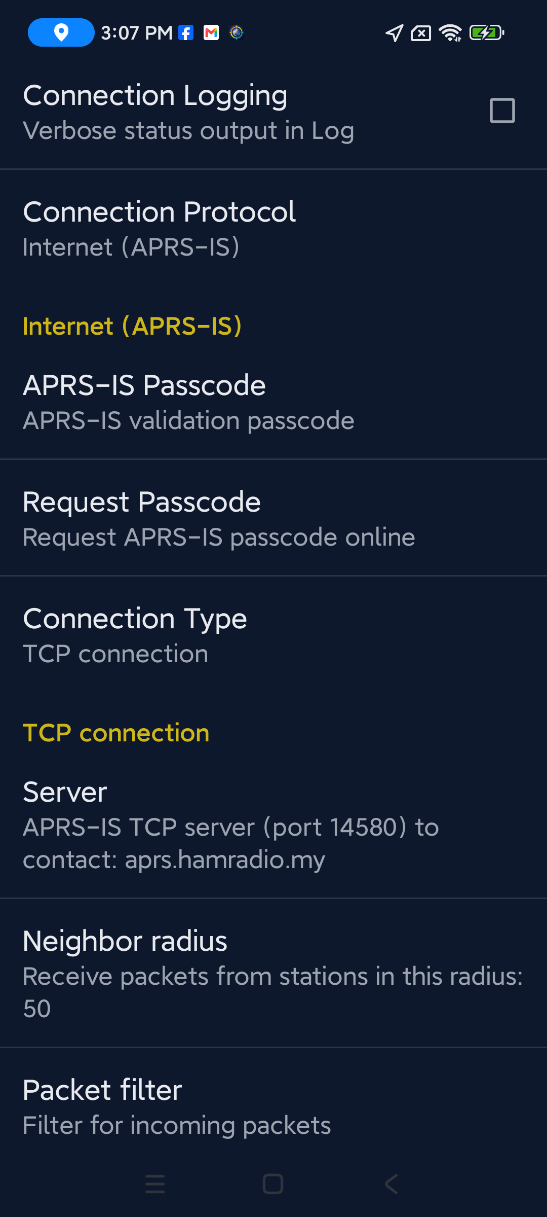 Connection preferences